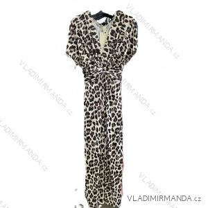 Šaty dlhé letné leopardie krátky rukáv dámske (XS/S/M ONE SIZE) TALIANSKA MÓDA IMM25M4634