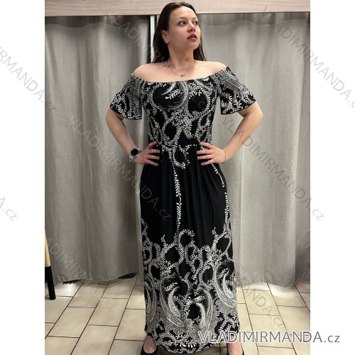 Šaty dlhé carmen elegantný icecool krátky rukáv dámske (M/L, XL/2XL) AINUOSI TALIANSKA MODA IMB247011/DUR -   čierna -   M / L
