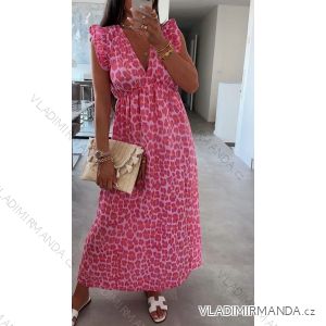 Šaty dlhé letné mušelín krátky rukáv dámske nadrozmer (44/46/48 ONE SIZE) TALIANSKA MÓDA IM425333