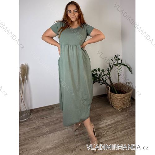 Šaty dlhé voľnočasové letné krátky rukáv dámske nadrozmer SUSANA (48/50/52 ONE SIZE) TALIANSKA MÓDA IMC25202