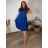 Šaty bavlnené voľnočasové letné krátky rukáv dámske nadrozmer PAOLA (50/52/54 ONE SIZE) TALIANSKA MÓDA IMC25219/DUR 52/54 modrá kráľovská