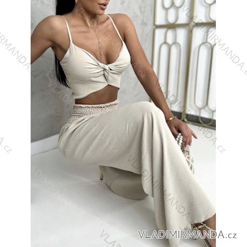 Súprava letný croptop na ramienka a nohavice dlhé dámske (XS/S/M ONE SIZE) TALIANSKA MÓDA IMM25m26018