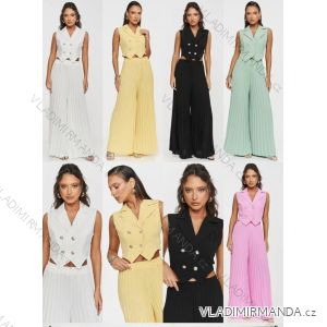 Súprava elegantná vesta bez rukávov a nohavice dlhé skladané dámske (XS/S/M ONE SIZE) TALIANSKA MÓDA IMM25M41038