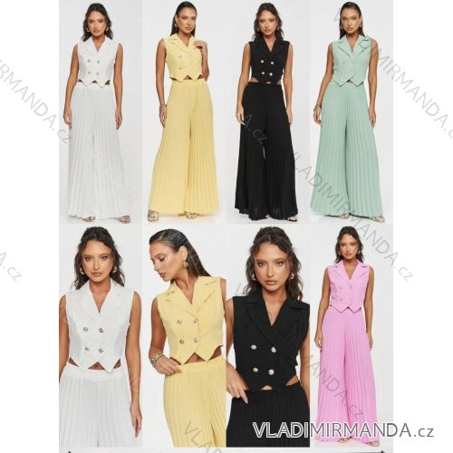 Súprava elegantná vesta bez rukávov a nohavice dlhé skladané dámske (XS/S/M ONE SIZE) TALIANSKA MÓDA IMM25M41038
