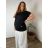 Tričko predĺžené oversize krátky rukáv dámska nadrozmer (2XL/3XL/4XL ONE SIZE) TALIANSKA MÓDA IMC22PIERA/DU -   čierna -   2XL/3XL