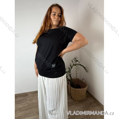 Tričko predĺžené oversize krátky rukáv dámska nadrozmer (2XL/3XL/4XL ONE SIZE) TALIANSKA MÓDA IMC22PIERA/DU -   čierna -   2XL/3XL