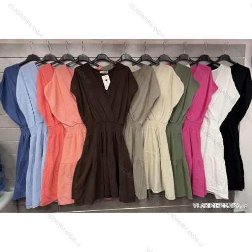 Šaty letný mušelín krátky rukáv dámske (XS/S/M ONE SIZE) TALIANSKA MÓDA IMWGS251151