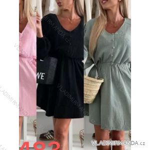 Šaty letný mušelín dlhý rukáv dámske (XS/S/M ONE SIZE) TALIANSKA MÓDA IMWGS251173