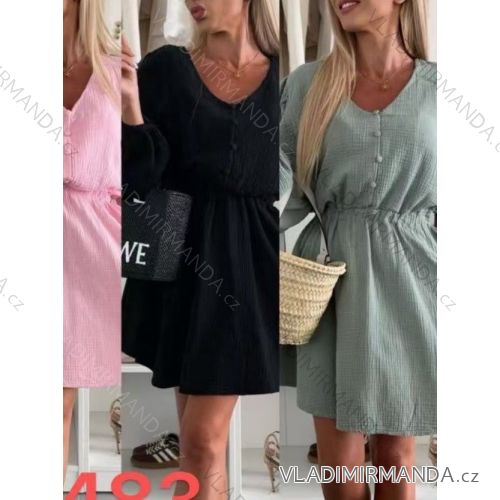 Šaty letný mušelín dlhý rukáv dámske (XS/S/M ONE SIZE) TALIANSKA MÓDA IMWGS251173