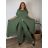 Komplet elegantní krátky rukáv dámske nadrozmer JASMINA (50/52/54 ONE SIZE) TALIANSKA MÓDA IM425311/DUR 50/52/54 zelená khaki