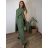 Komplet elegantní krátky rukáv dámske nadrozmer JASMINA (50/52/54 ONE SIZE) TALIANSKA MÓDA IM425311/DUR 50/52/54 zelená khaki