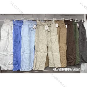 Nohavice dlhé letné ľanové dámske (S/M/L ONE SIZE) TALIANSKA MÓDA IMWGS251190