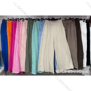 Nohavice dlhé letné ľanové mušelín dámske (S/M/L ONE SIZE) TALIANSKA MÓDA IMWGS251191