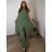 Komplet elegantní krátky rukáv dámske nadrozmer JASMINA (50/52/54 ONE SIZE) TALIANSKA MÓDA IM425311/DUR 50/52/54 zelená khaki