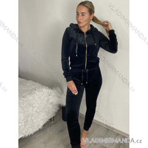 Súprava mikina dlhý rukáv a tepláky dámska KIKA (S / M ONE SIZE) TALIANSKÁ MÓDA IMWD241234/DU  M čierna