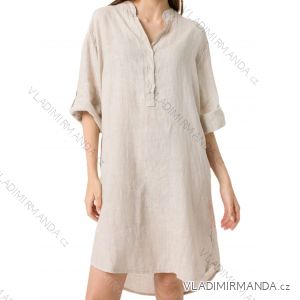 Tunika košeľová predĺžená mušelín 3/4 dlhý rukáv dámska nadrozmer (52/54/56 ONE SIZE) TALIANSKA MÓDA IMD25142