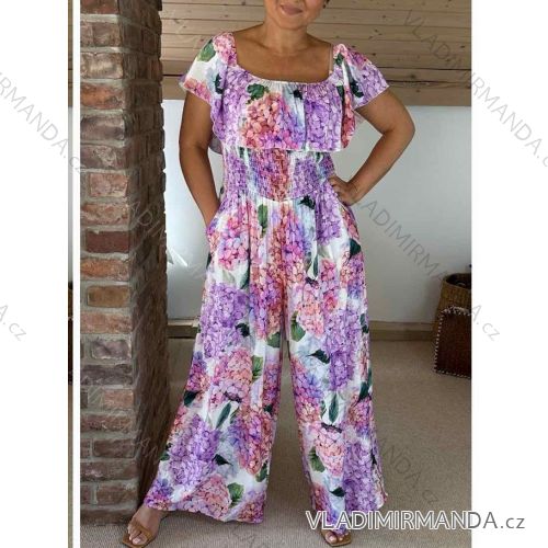 Overal dlhý letný krátky rukáv dámsky nadrozmer (42/44/46 ONE SIZE) TALIANSKA MÓDA IMWEC25072
