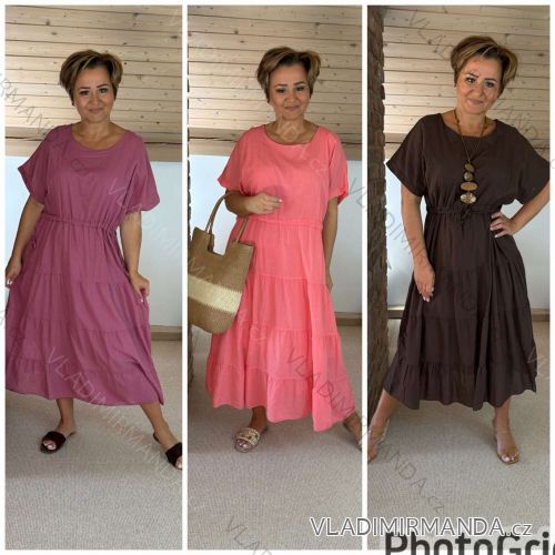 Šaty letné krátky rukáv dámske nadrozmer (42/44/46 ONE SIZE) TALIANSKA MÓDA IMWEC25074