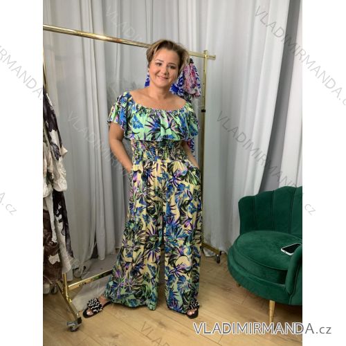 Overal dlhý letný krátky rukáv dámsky nadrozmer (42/44/46 ONE SIZE) TALIANSKA MÓDA IMWEC25078