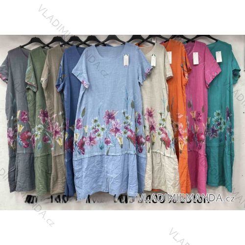 Šaty dlhé letné krátky rukáv dámske (S/M/L ONE SIZE) TALIANSKA MÓDA IMWHA251205