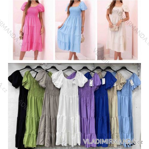 Šaty dlhé letné krátky rukáv dámske (S/M/L ONE SIZE) TALIANSKA MÓDA IMWDT251208