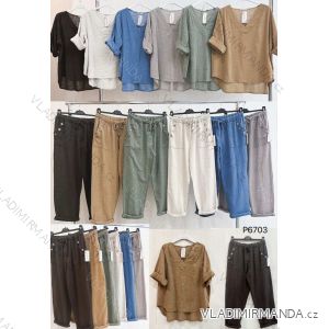 Súprava oversize tunika krátky rukáv a nohavice dlhé dámske nadrozmer (42/44/46 ONE SIZE) TALIANSKA MÓDA IMWHA251217