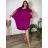 Šaty oversize krátky rukáv dámske nadrozmer (60/62 ONE SIZE) TALIANSKA MÓDA IMD24056/DUR 60/62 růžová fuchsiová