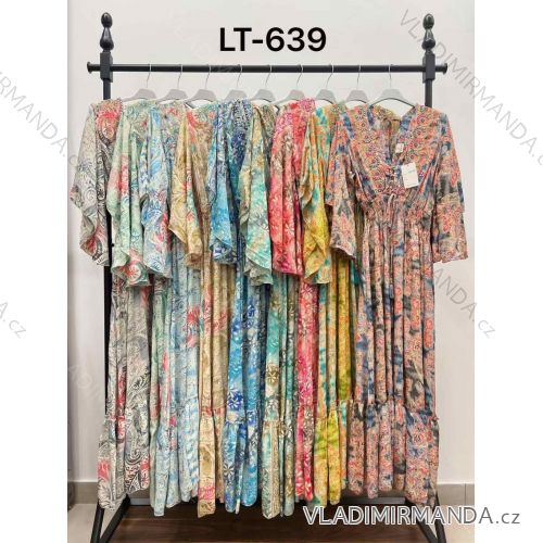 Šaty dlhé letný dlhý rukáv dámske (S/M/L ONE SIZE) INDICKÁ MÓDA IMWKA251000