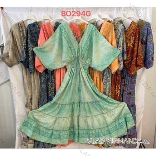 Šaty dlhé letný dlhý rukáv dámske (S/M/L ONE SIZE) INDICKÁ MÓDA IMWKA251003