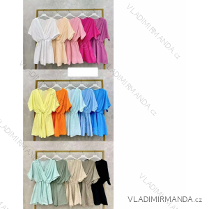 Šaty krátke letný mušelín krátky rukáv dámske (S/M/L ONE SIZE) TALIANSKA MÓDA IMWKK251007