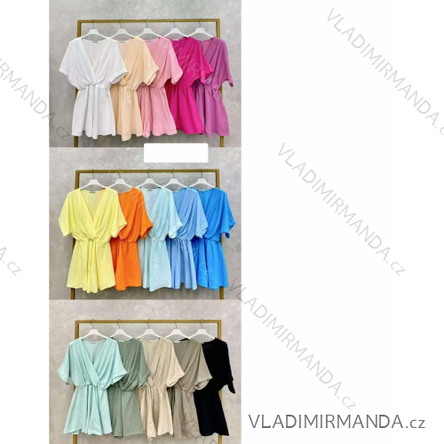 Šaty krátke letný mušelín krátky rukáv dámske (S/M/L ONE SIZE) TALIANSKA MÓDA IMWKK251007