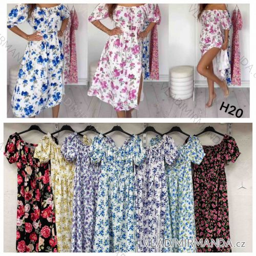 Šaty letné kvetované krátky rukáv dámske (S/M/L ONE SIZE) TALIANSKA MÓDA IMWHA251223