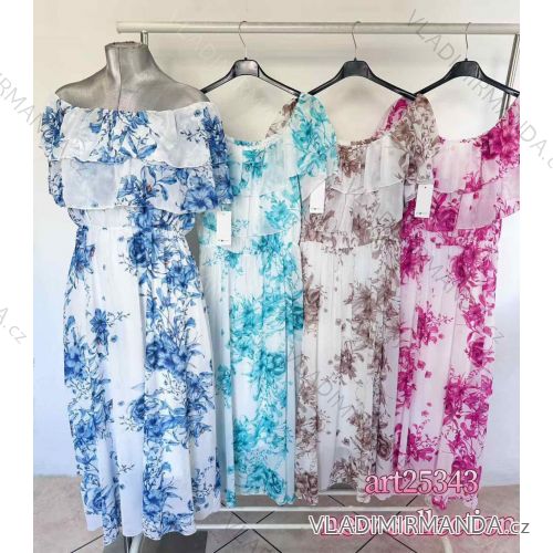 Šaty letné šifónové kvetované carmen dámske (S/M/L ONE SIZE) TALIANSKA MÓDA IMWHA251233