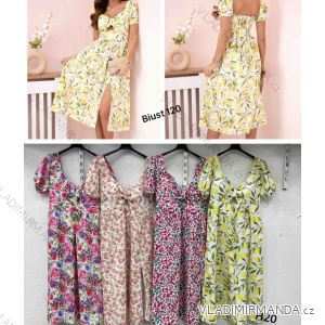 Šaty letné kvetované citrónky lemon krátky rukáv dámske (S/M/L ONE SIZE) TALIANSKA MÓDA IMWHA251240
