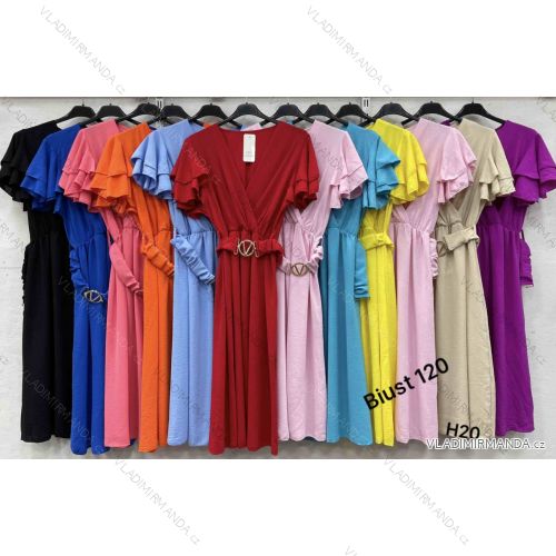 Šaty letné s opaskom krátky rukáv dámske (S/M/L ONE SIZE) TALIANSKA MÓDA IMWHA251242