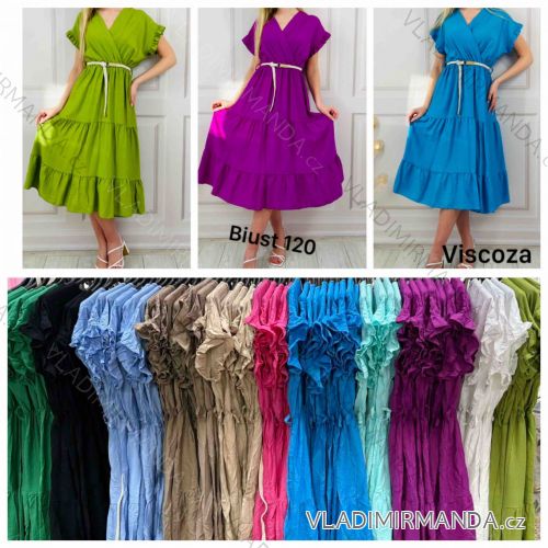 Šaty letné s opaskom krátky rukáv dámske (S/M/L ONE SIZE) TALIANSKA MÓDA IMWHA251243