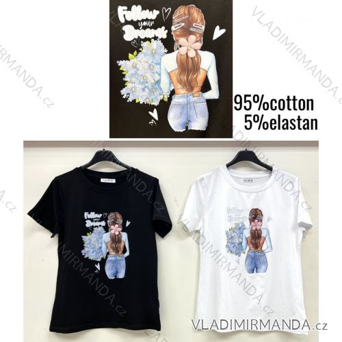 Tričko letné krátky rukáv dámske (S/M/L ONE SIZE) TALIANSKA MÓDA IMWB251259