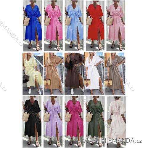 Šaty dlhé letné krátky rukáv dámske (S/M/L ONE SIZE) TALIANSKA MÓDA IMWB251279