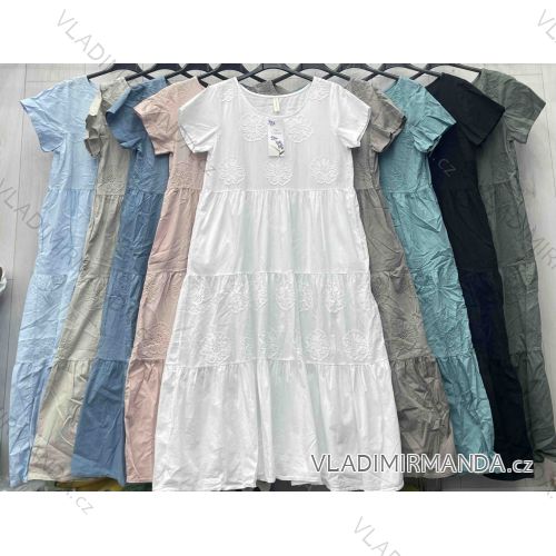 Šaty dlhé krátky rukáv dámske nadrozmer (42/44/46 ONE SIZE) TALIANSKA MÓDA IMWGL251294