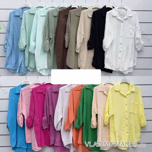 Košeľa predĺžená mušelín dlhý rukáv dámska (S/M/L ONE SIZE) TALIANSKA MÓDA IMWKK251018