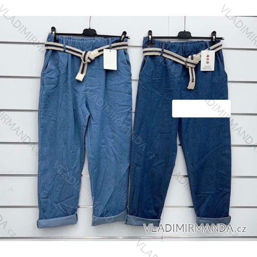 Nohavice dlhé letné riflové s opaskom dámske (S/M/L ONE SIZE) TALIANSKA MÓDA IMWKK251022