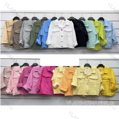 Bunda krátka riflová dlhý rukáv dámska (S/M/L ONE SIZE) TALIANSKA MÓDA IMWKK251032