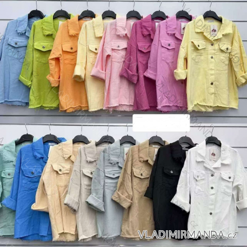 Košeľa klasik dlhý rukáv dámska (S/M/L ONE SIZE) TALIANSKA MÓDA IMWKK251033