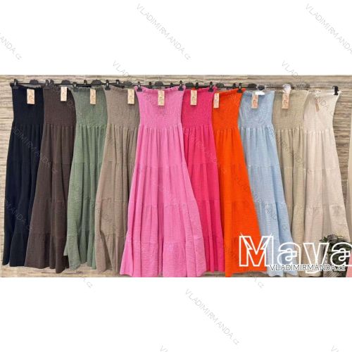 Šaty dlhé letný mušelín carmen cez prsia dámske (XS/S/M ONE SIZE) TALIANSKA MÓDA IMWMY251040