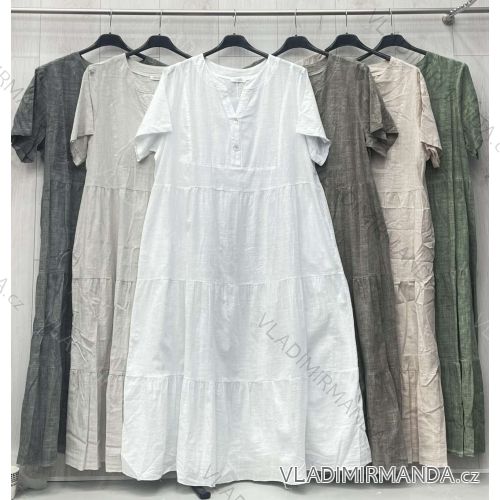 Šaty dlhé krátky rukáv dámske nadrozmer (42/44/46 ONE SIZE) TALIANSKA MÓDA IMWGL251303