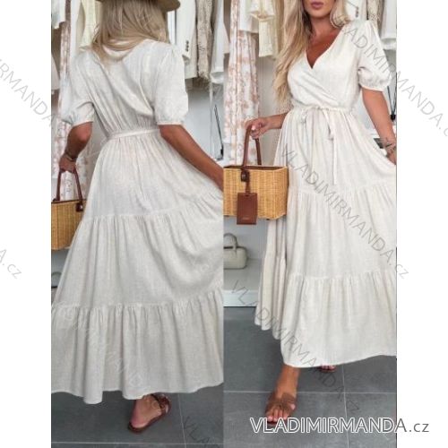 Šaty dlhé letné krátky rukáv dámske (XS/S/M ONE SIZE) TALIANSKA MÓDA IMWCH251327