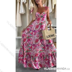 Šaty dlhé letné kvetované na ramienka dámske (XS/S/M ONE SIZE) TALIANSKA MÓDA IMWCH251328
