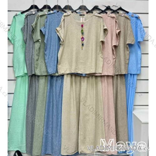 Súprava letné tričko krátky rukáv a nohavice dlhé dámske (S/M/L ONE SIZE) TALIANSKA MÓDA IMWMY251042