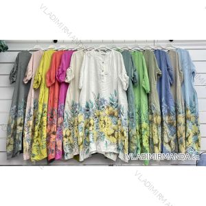 Šaty dlhé košeľové kvetované 3/4 dlhý rukáv dámske nadrozmer (42/44/46 ONE SIZE) TALIANSKA MÓDA IMWCL251055