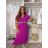 Šaty dlhé elegantné letné s opaskom krátky rukáv dámske Luka (M/L/XL ONE SIZE) TALIANSKA MÓDA IMD25084